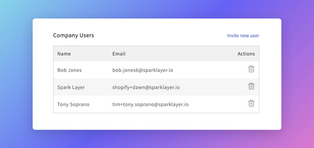 SparkLayer customer account Area