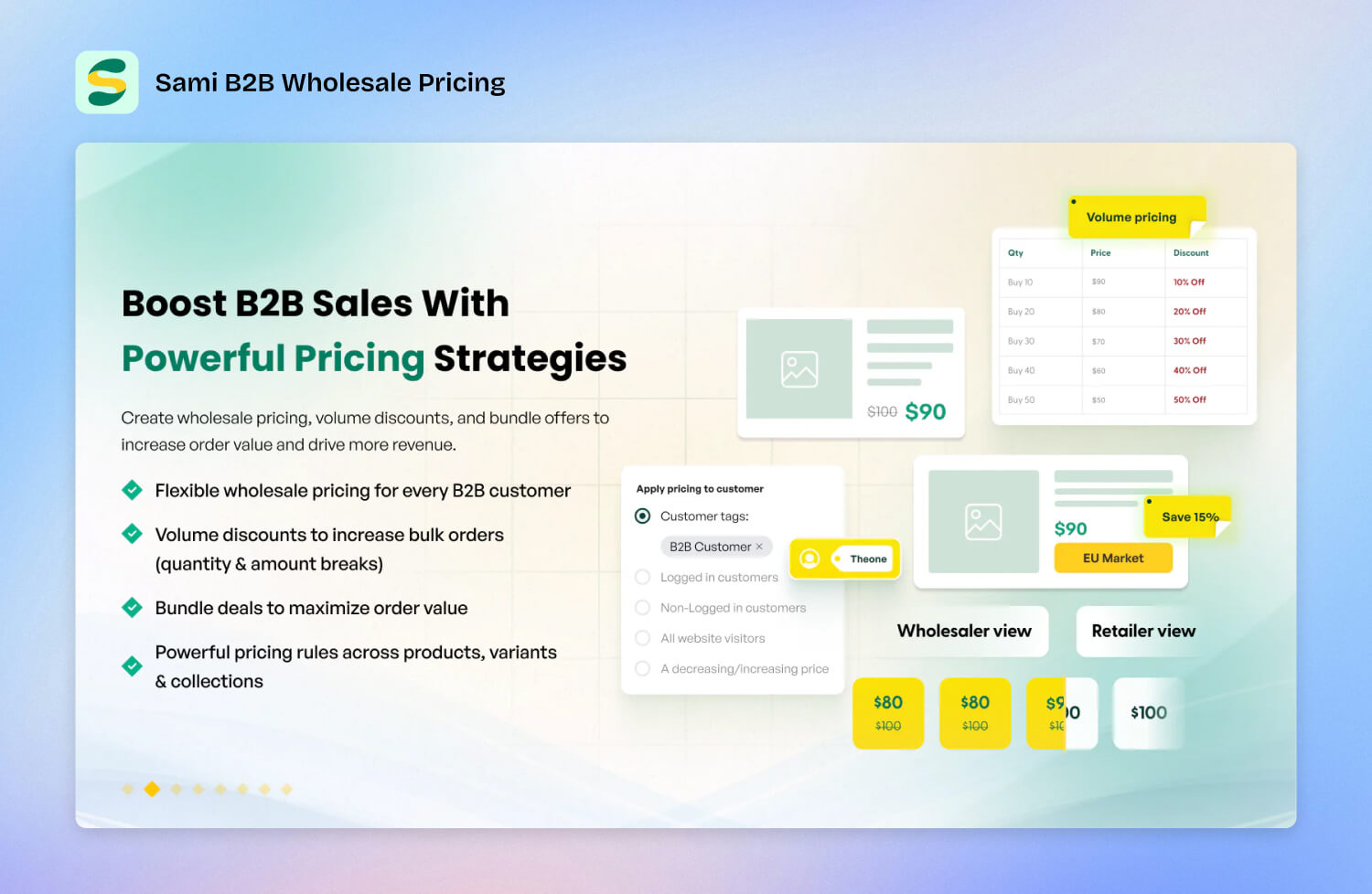 Sami B2B Wholesale Pricing app overview